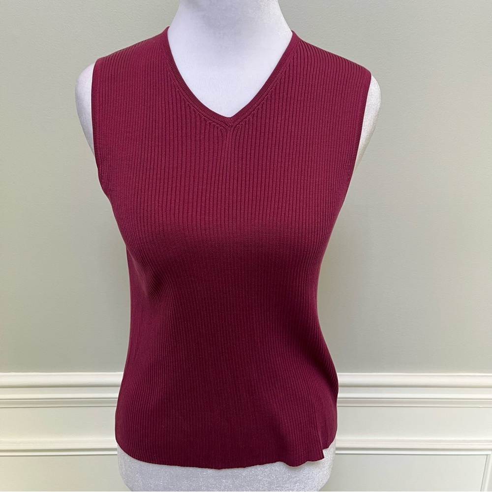 LOFT Magenta Silk Ribbed 100% Sweater Size S